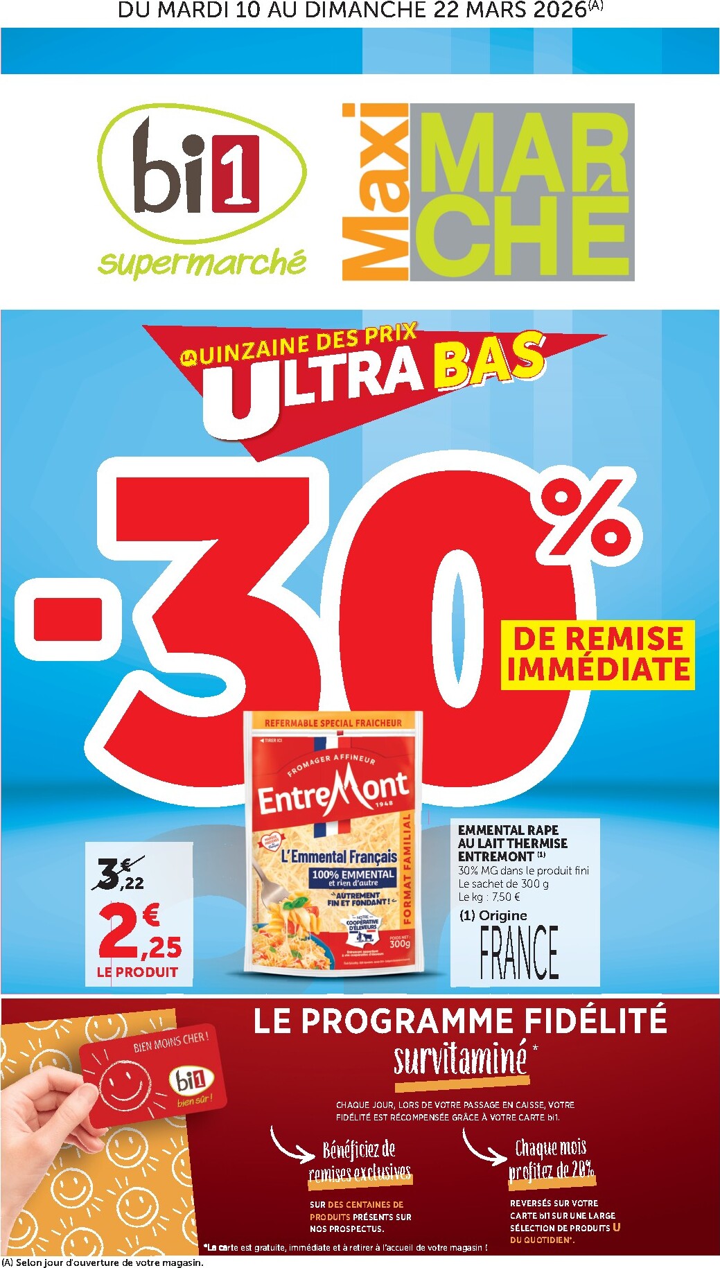 Catalogue Bi1 Supermarché valable du 10/03/2026 au 22/03/2026