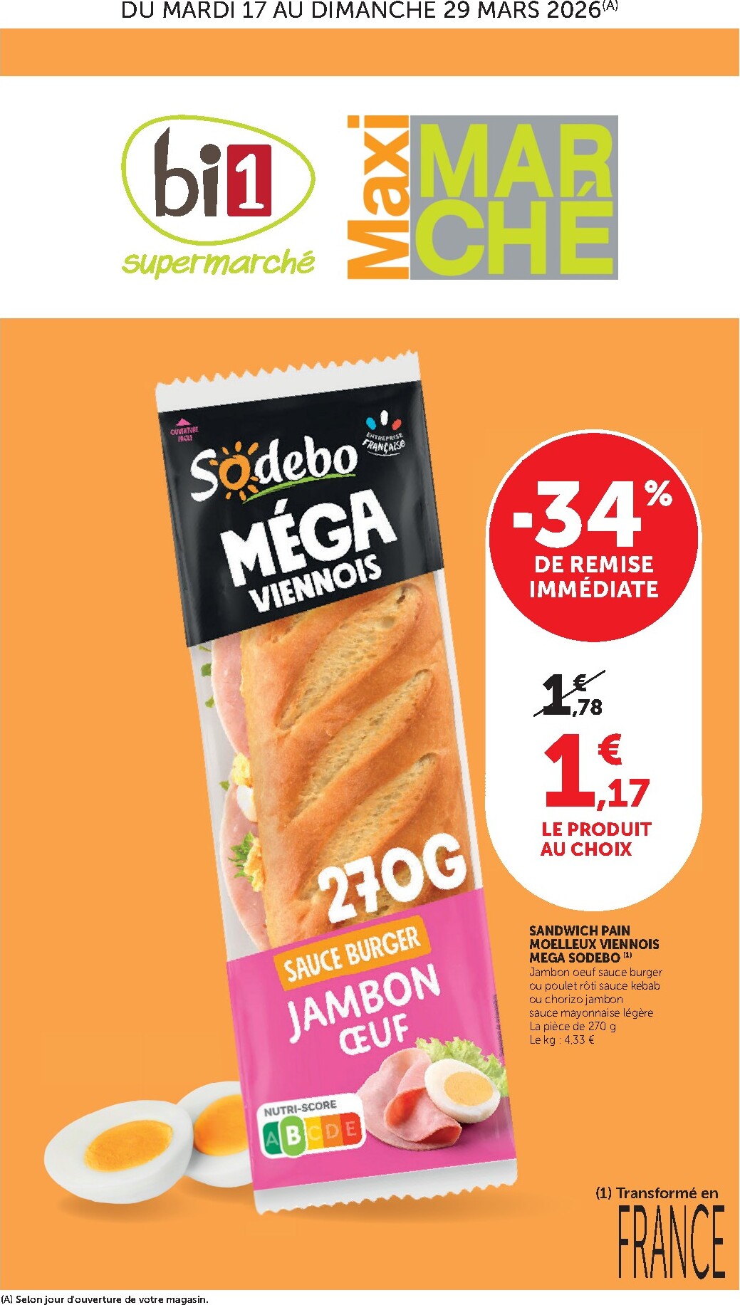 Catalogue Bi1 - Supermarché, Maxi Marché valable du 17/03/2026 au 29/03/2026