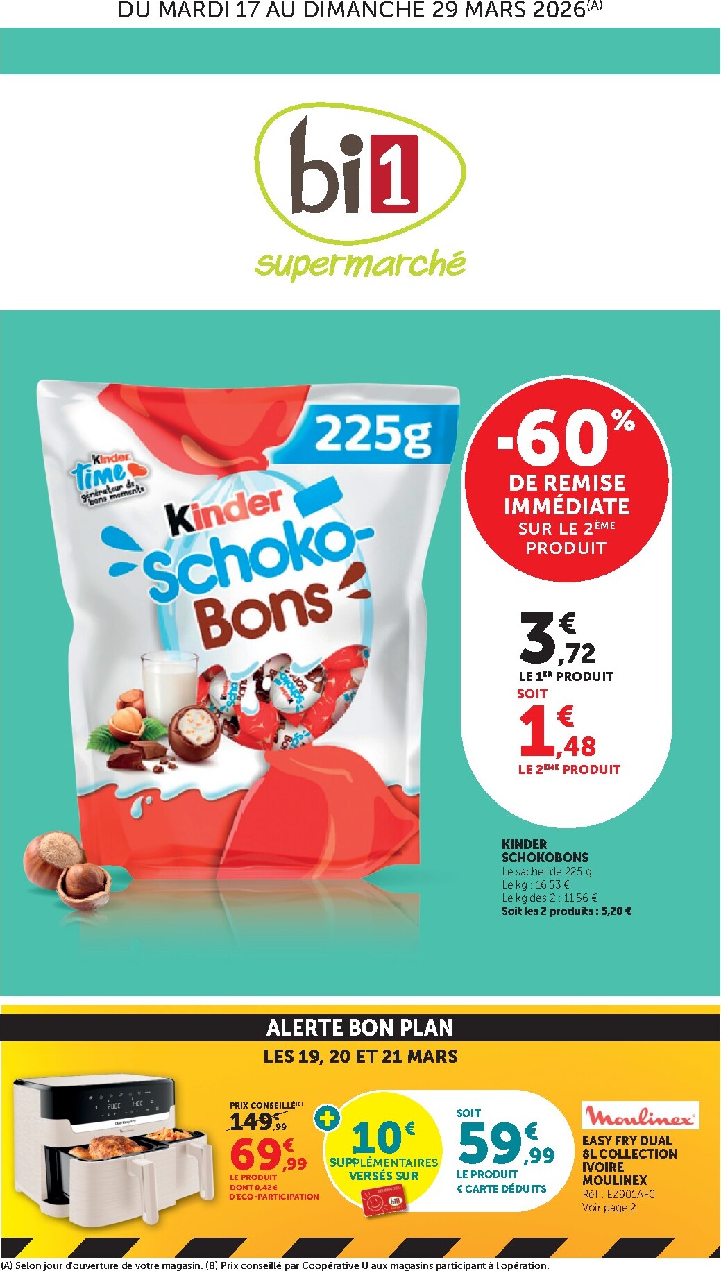 Catalogue Bi1 Supermarché valable du 17/03/2026 au 29/03/2026