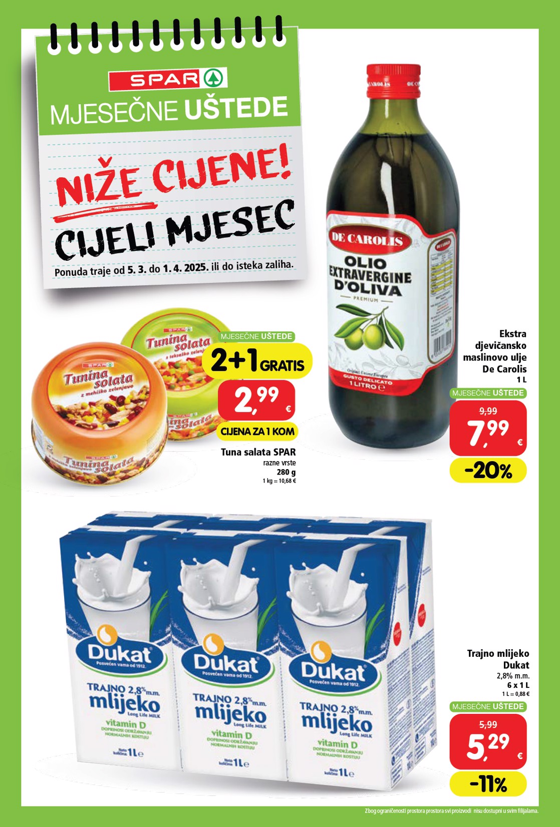 SPAR - Mjesečne uštede katalog vrijedi od 05.03. do 01.04.