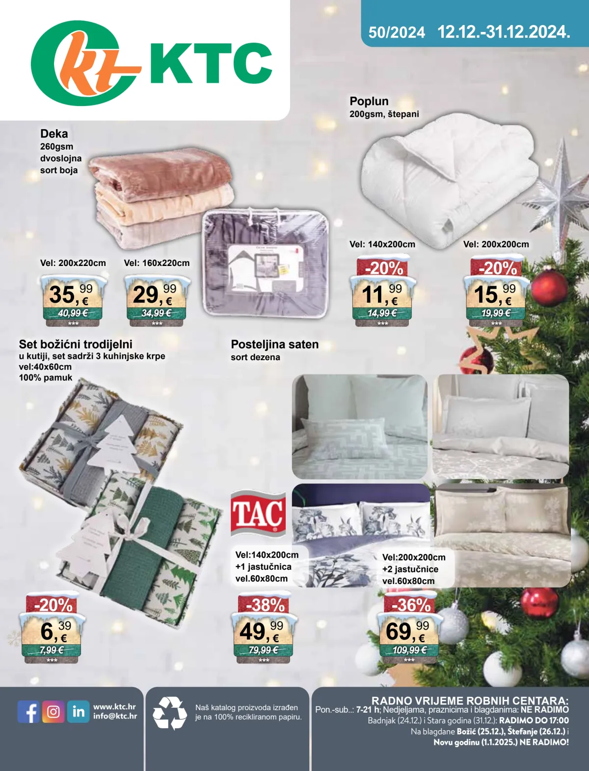 KTC - Tekstil i dekoracije katalog vrijedi od 12.12. do 31.12.