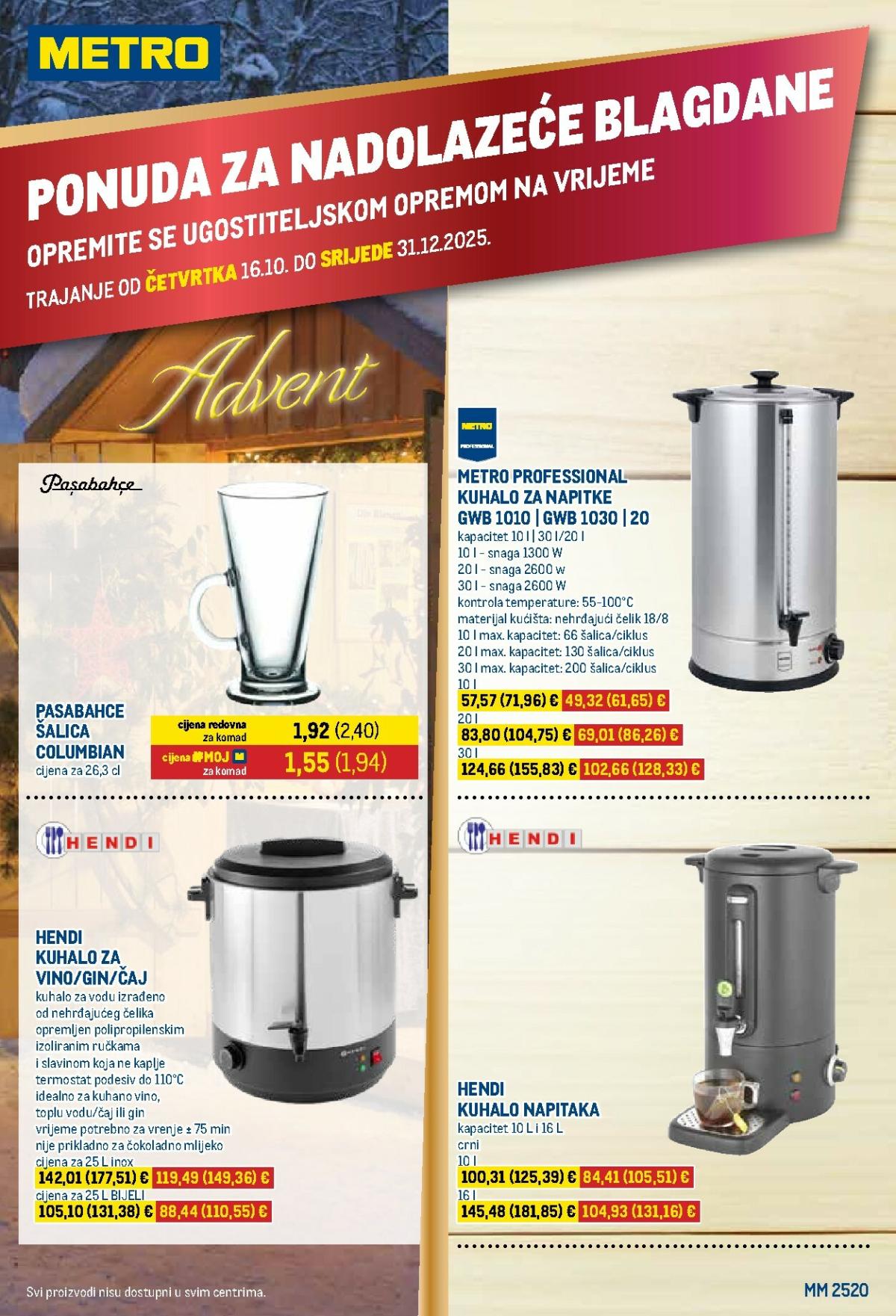Prelistajte katalog Metro - Adventna ponuda ugostiteljske opreme, vrijedi od 16.10. do 31.12.