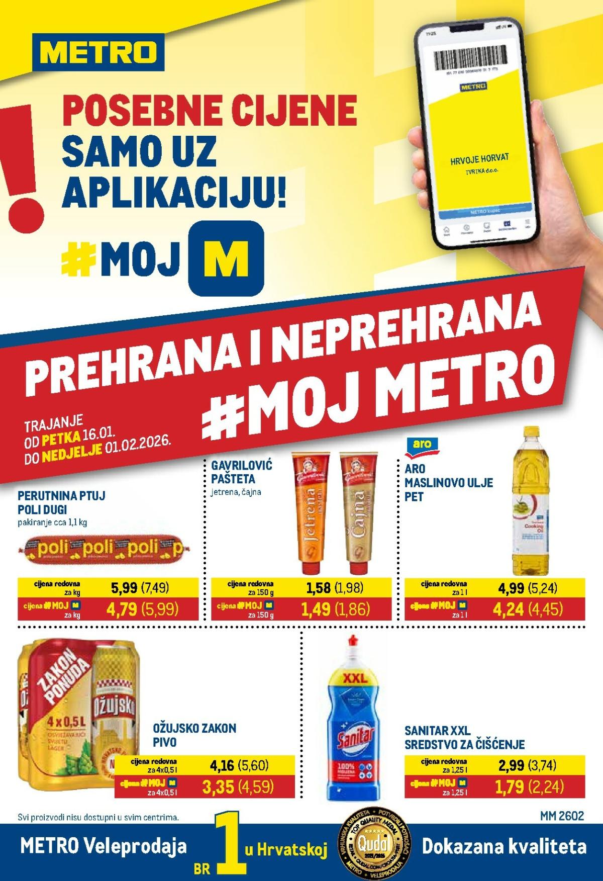 Prelistajte katalog Metro - Prehrana i neprehrana, vrijedi od 16.01. do 01.02.