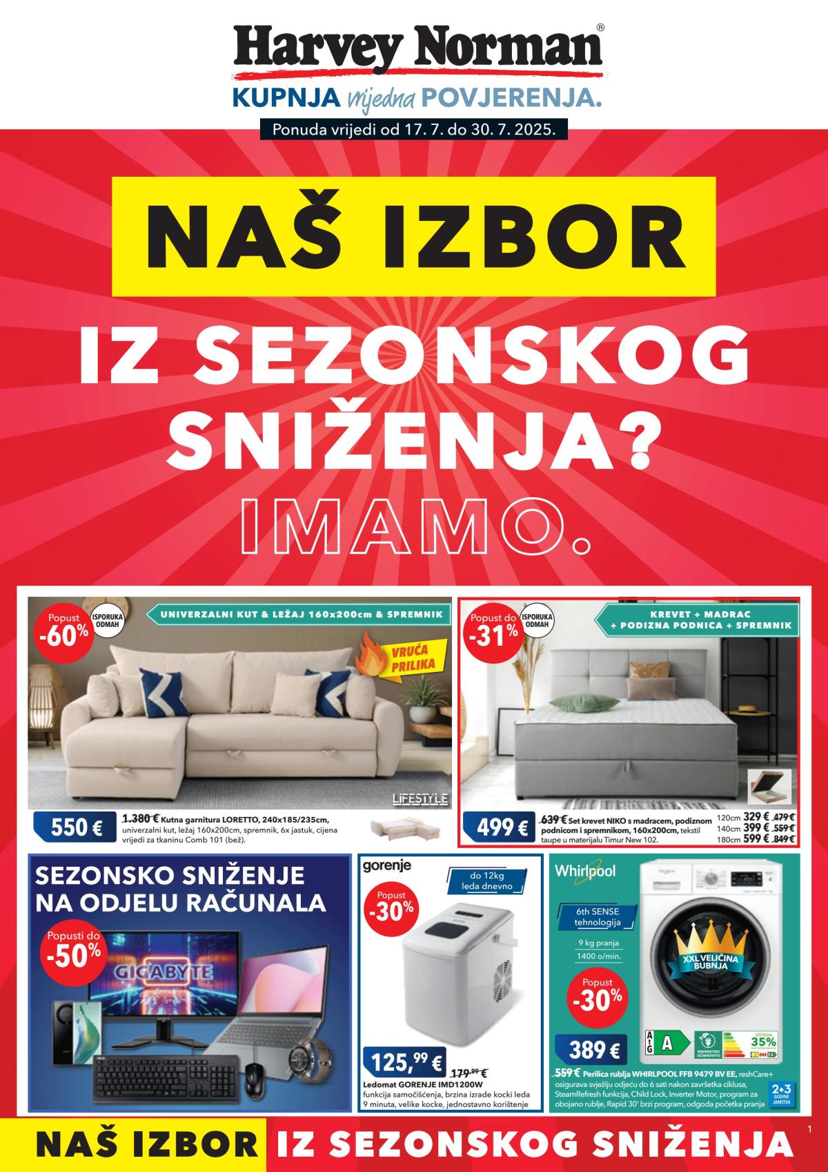 Prelistajte katalog Harvey Norman - Naš izbor sezonskog sniženja, vrijedi od 17.07. do 30.07.