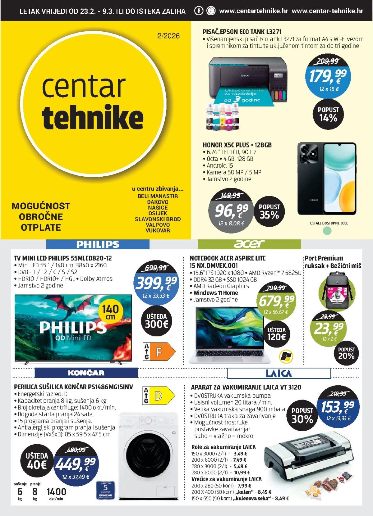 Prelistajte katalog Centar tehnike, vrijedi od 23.02.2026 do 09.03.2026
