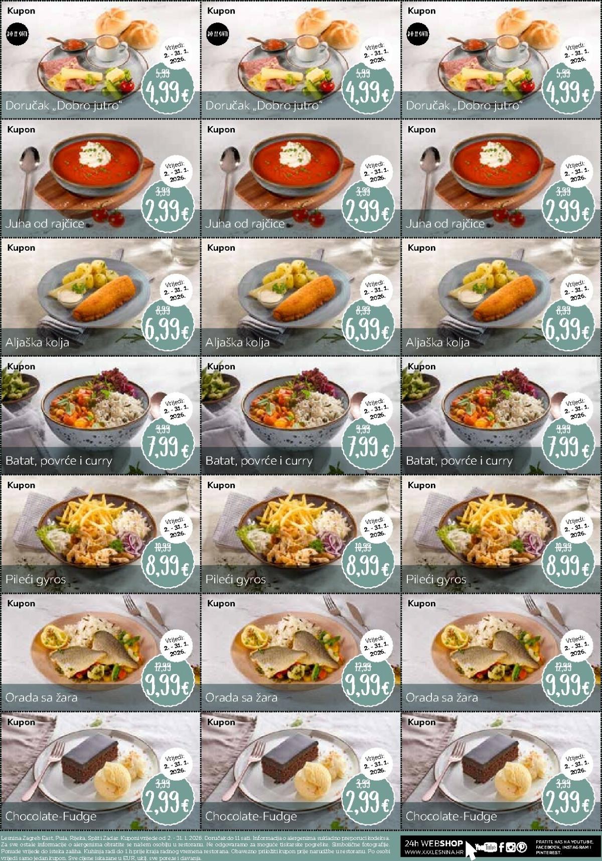Prelistajte katalog Lesnina Restoran - Lesnina Zagreb East, Pula, Rijeka i Split, vrijedi od 02.01. do 31.01.