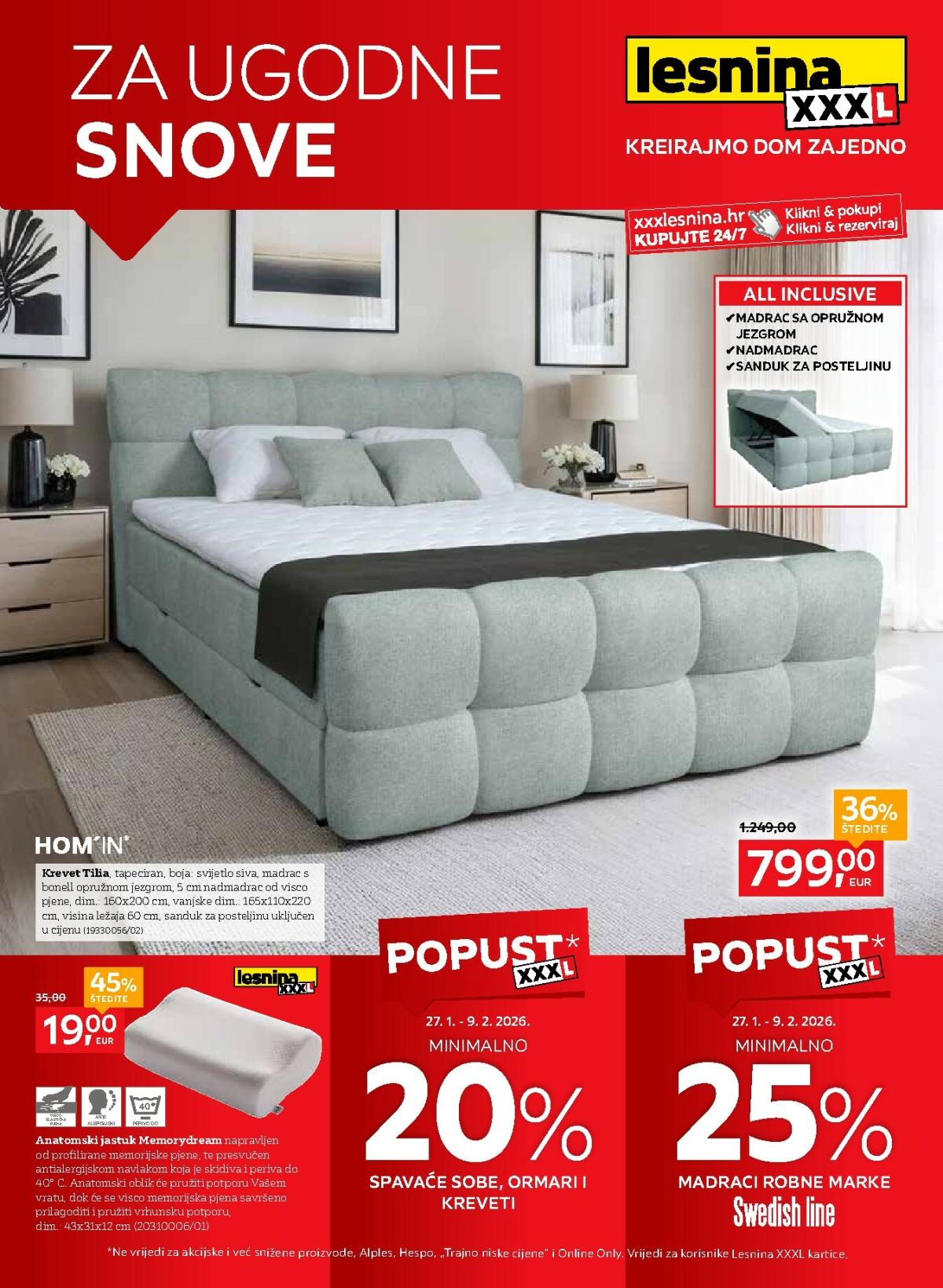 Prelistajte katalog Lesnina - Za ugodne snove, vrijedi od 27.01.2026 do 19.02.2026