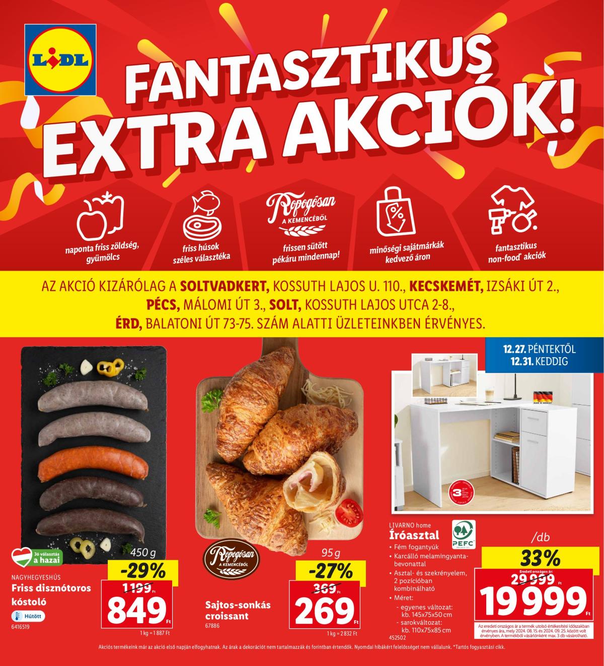 Lidl - Soltvadkert, Kecskemét, Pécs, Solt, Érd akciós újság, érvényes 12.27. - 12.31.