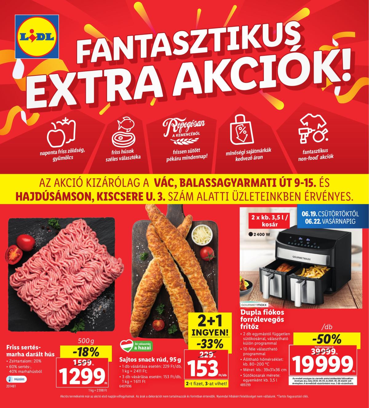 Lidl - Vác, Hajdúsámson akciós újság, érvényes 06.19. - 06.22.