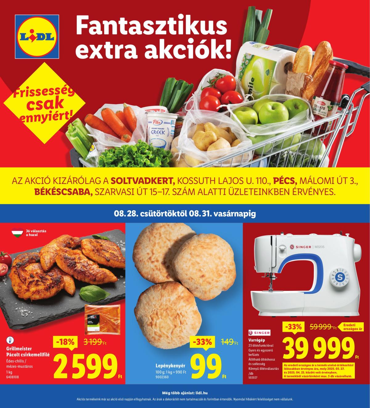 Lidl - Soltvadkert, Pécs, Békéscsaba akciós újság, érvényes 08.28. - 08.31.