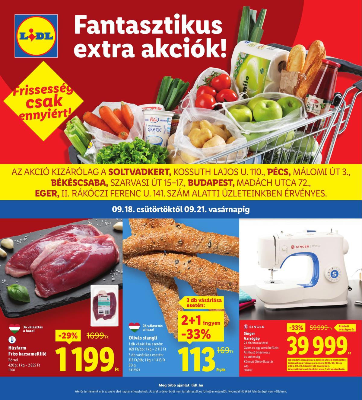 Lidl - Soltvadkert, Pécs, Békéscsaba, Budapest, Eger akciós újság, érvényes 09.18. - 09.21.