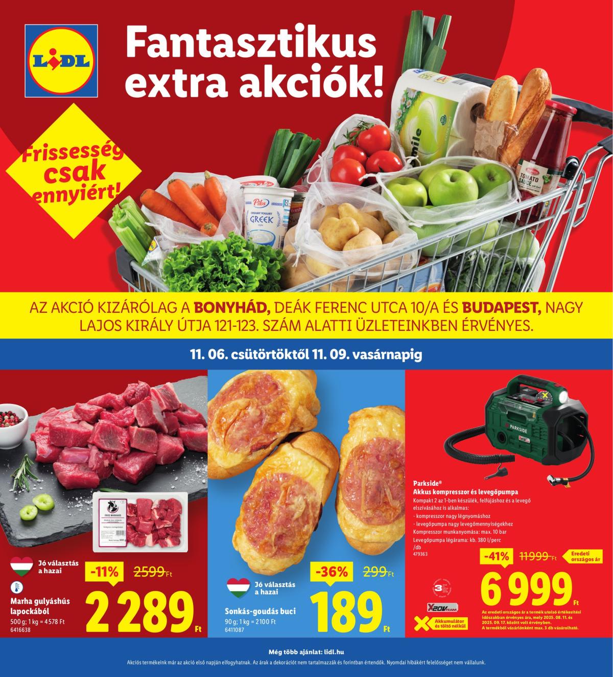 Lidl - Bonyhád, Budapest akciós újság, érvényes 11.06. - 11.09.