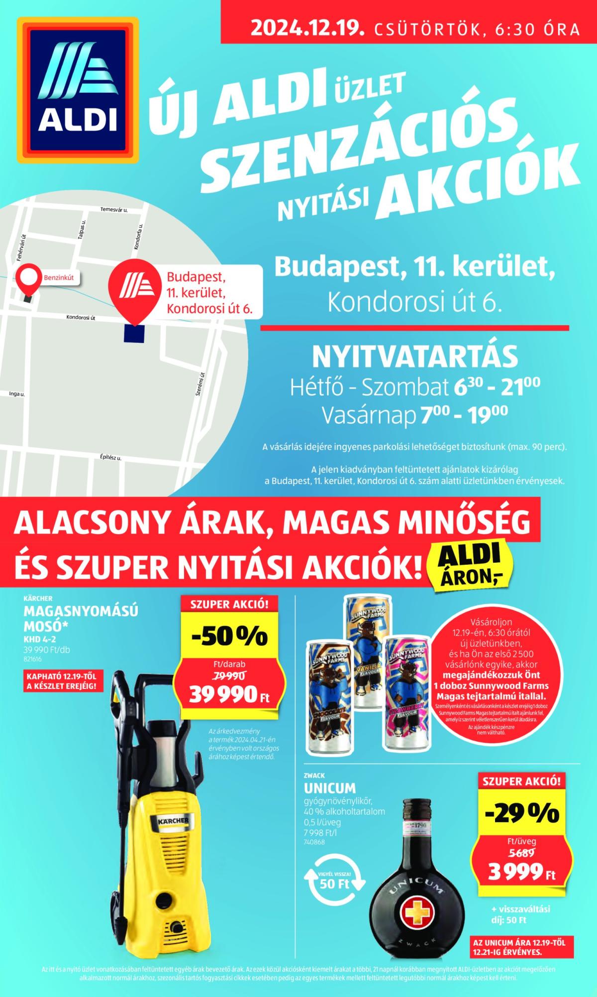 Aldi - Üzletnyitás: Budapest, akciós újság, érvényes 12.19. - 12.21.