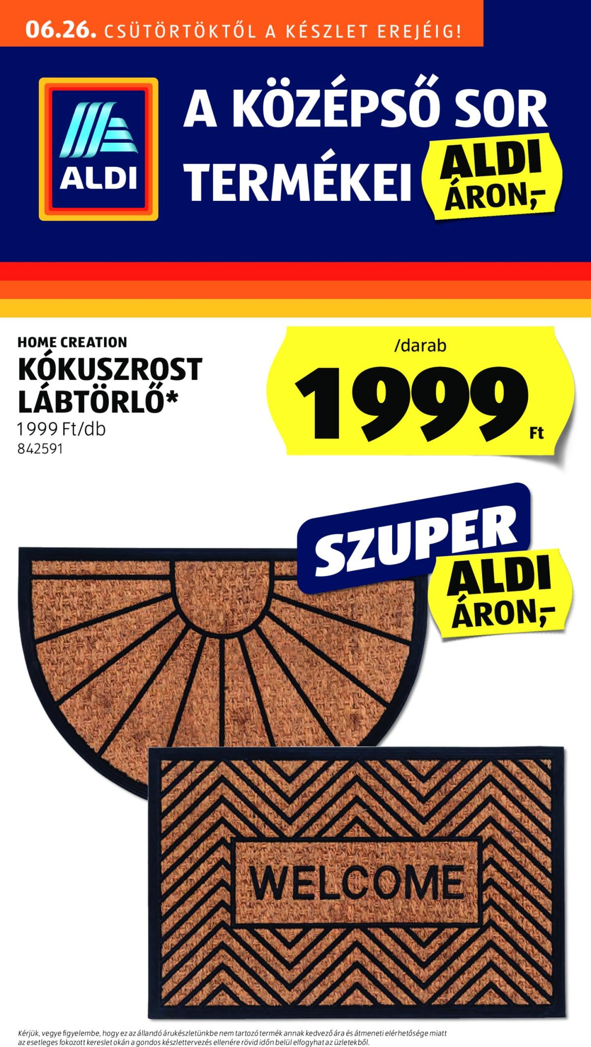 Aldi - Középső sor termékei akciós újság, érvényes 06.26. - 07.02.