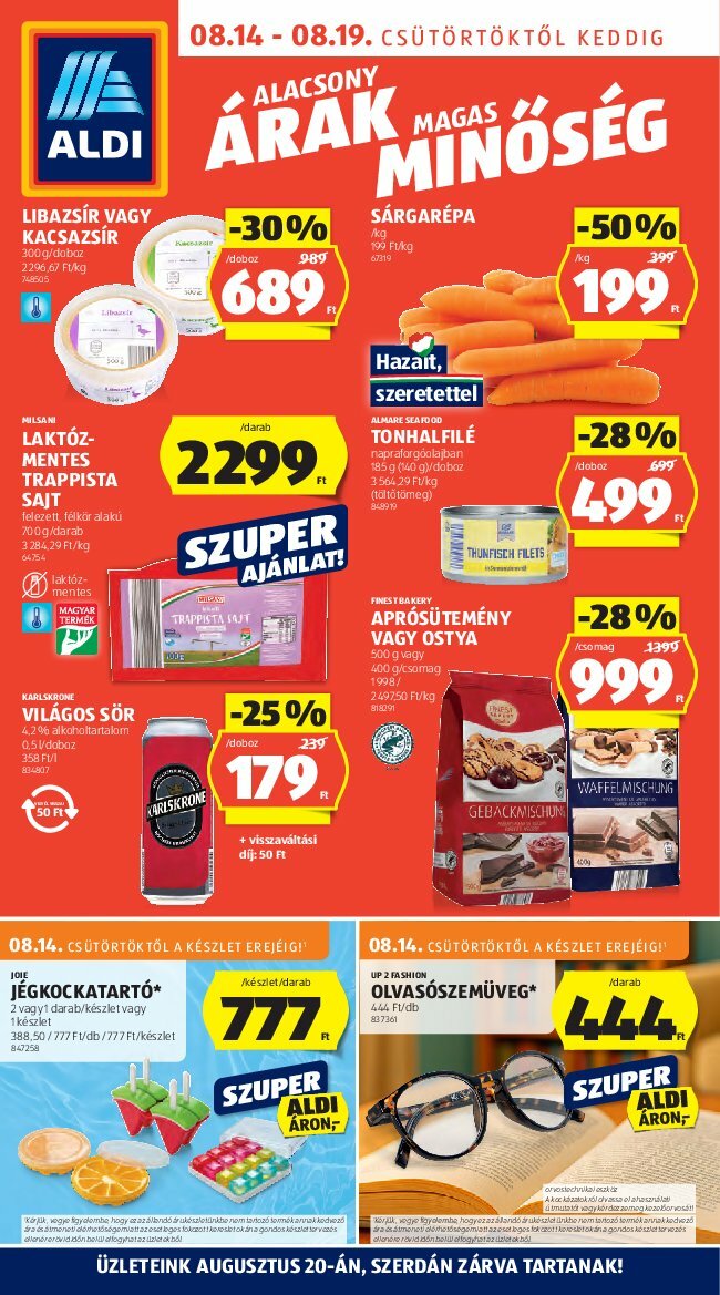Aldi akciós újság, érvényes 08.14. - 08.19.
