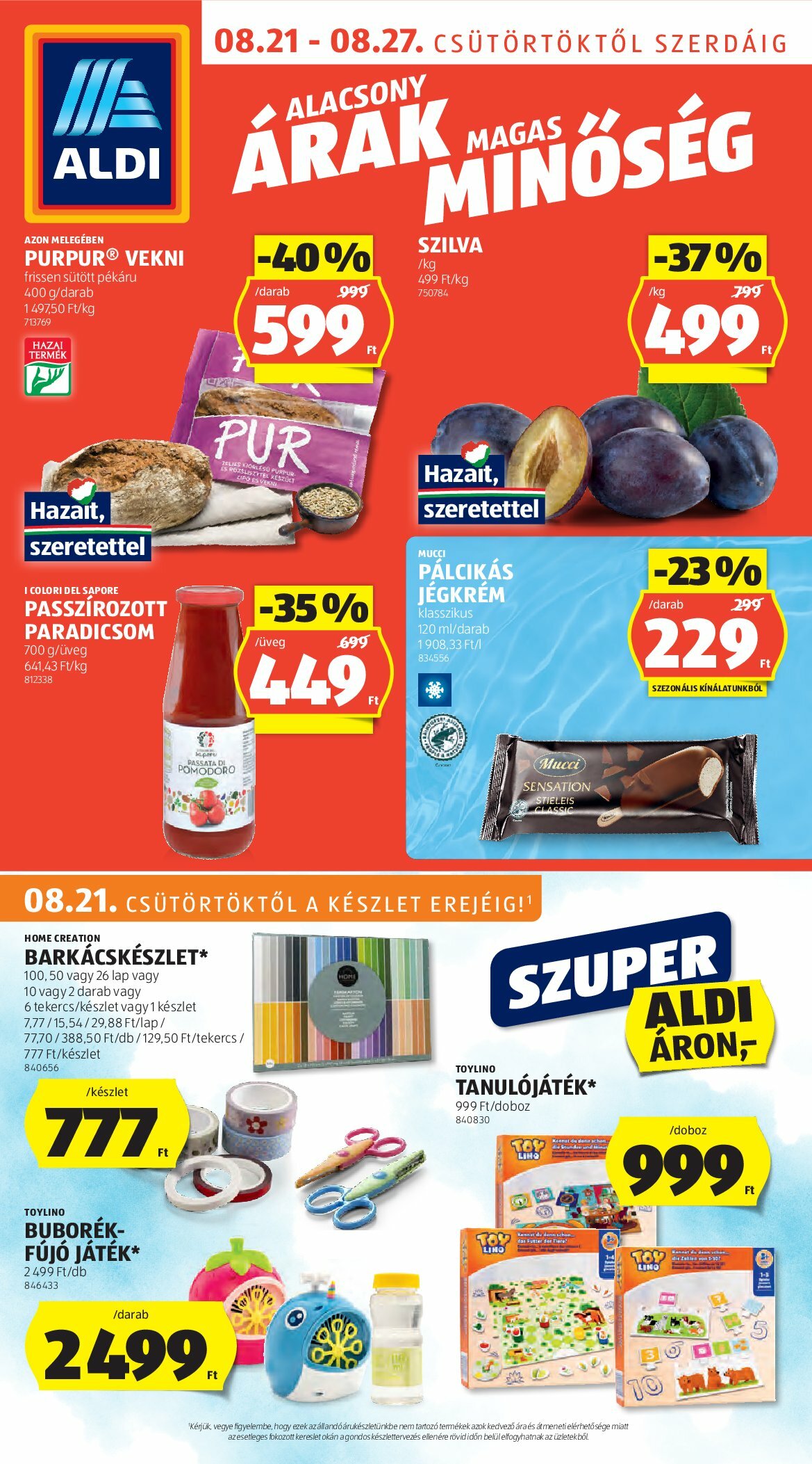 Aldi akciós újság, érvényes 08.21. - 08.27.
