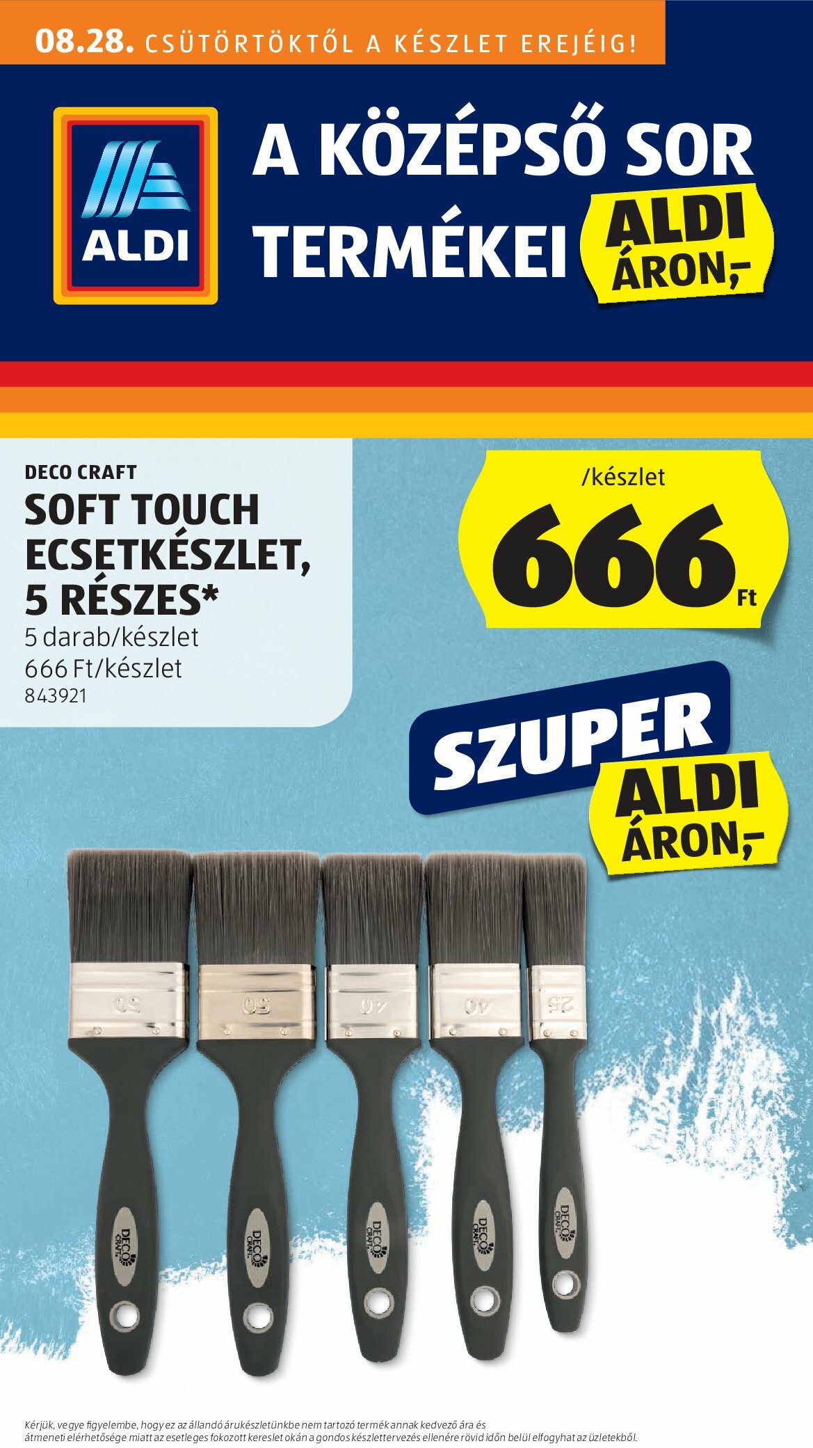 Aldi - Középső sor termékei akciós újság, érvényes 08.28. - 09.03.