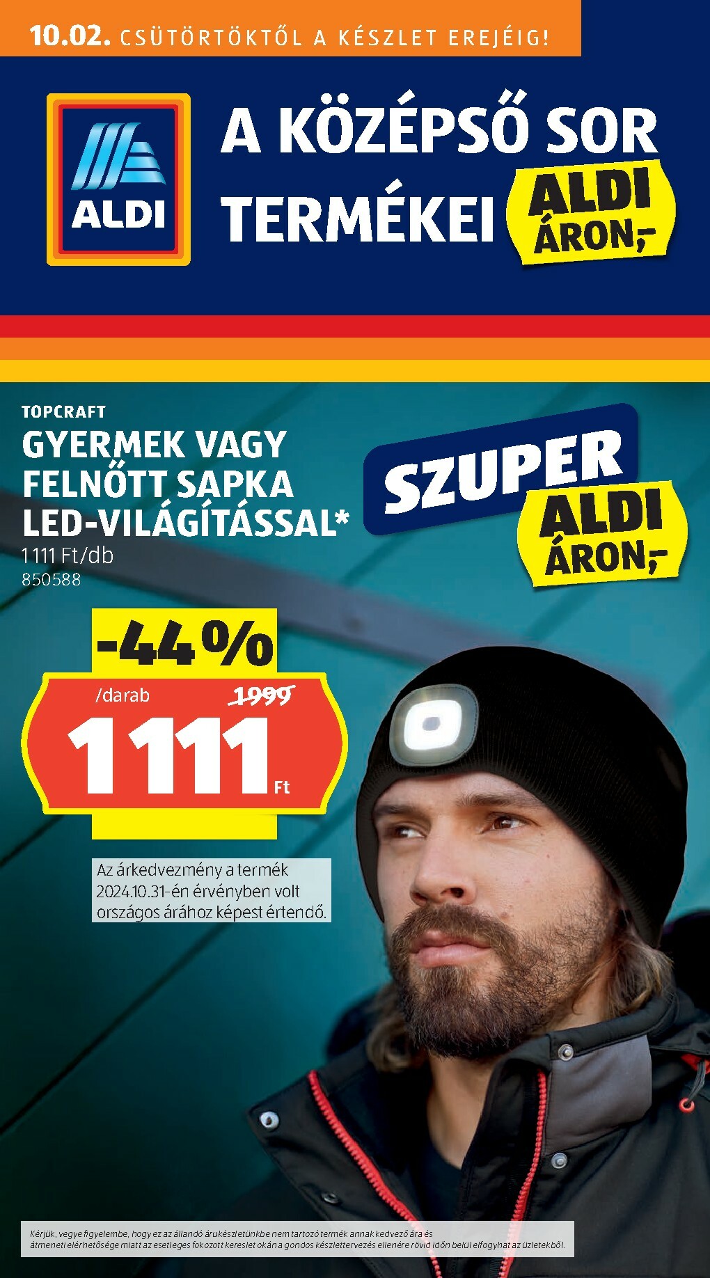 Aldi - Középső sor termékei akciós újság, érvényes 10.02. - 10.08.
