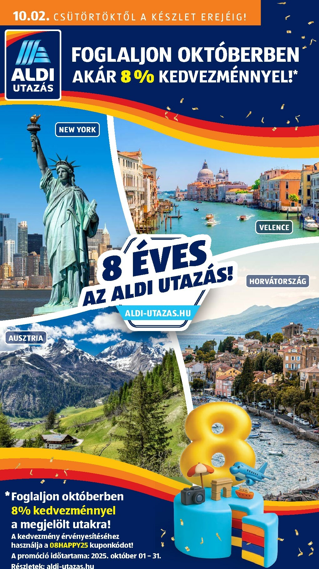 Aldi - Utazás katalógus akciós újság, érvényes 10.02. - 10.08.