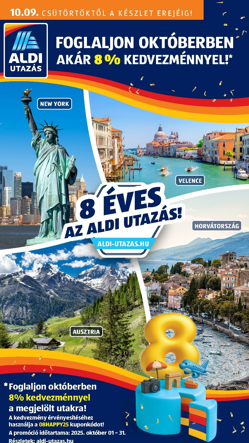 Aldi - Utazás katalógus akciós újság, érvényes 10.09. - 10.15.