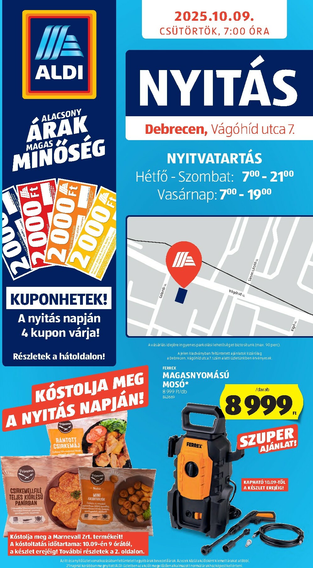 Aldi - Üzletnyitás: Debrecen, akciós újság, érvényes 10.09. - 10.11.