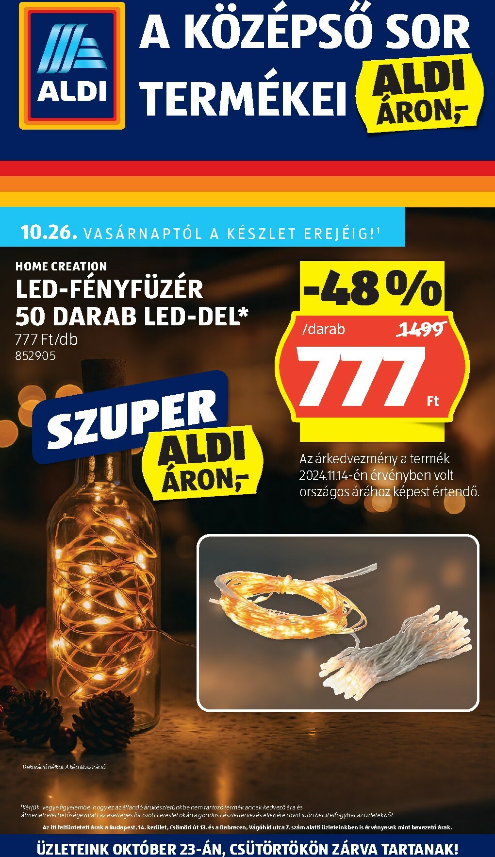 Aldi - Középső sor termékei akciós újság, érvényes 10.23. - 10.29.