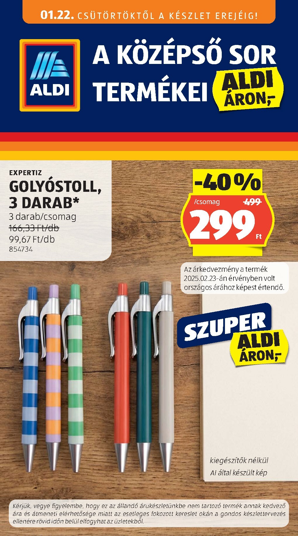 Aldi - Középső sor termékei akciós újság, érvényes 01.22. - 01.28.