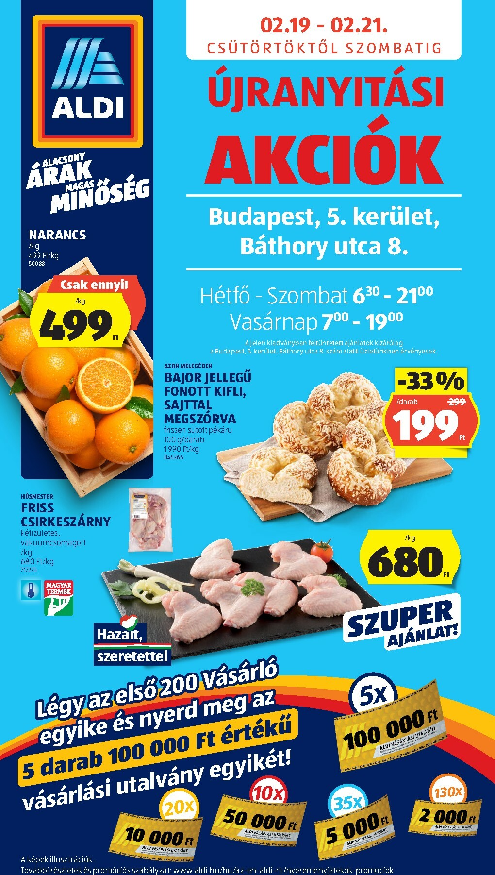 Aldi - Újranyitás: Budapest akciós újság, érvényes 2026.02.19. - 2026.02.21.