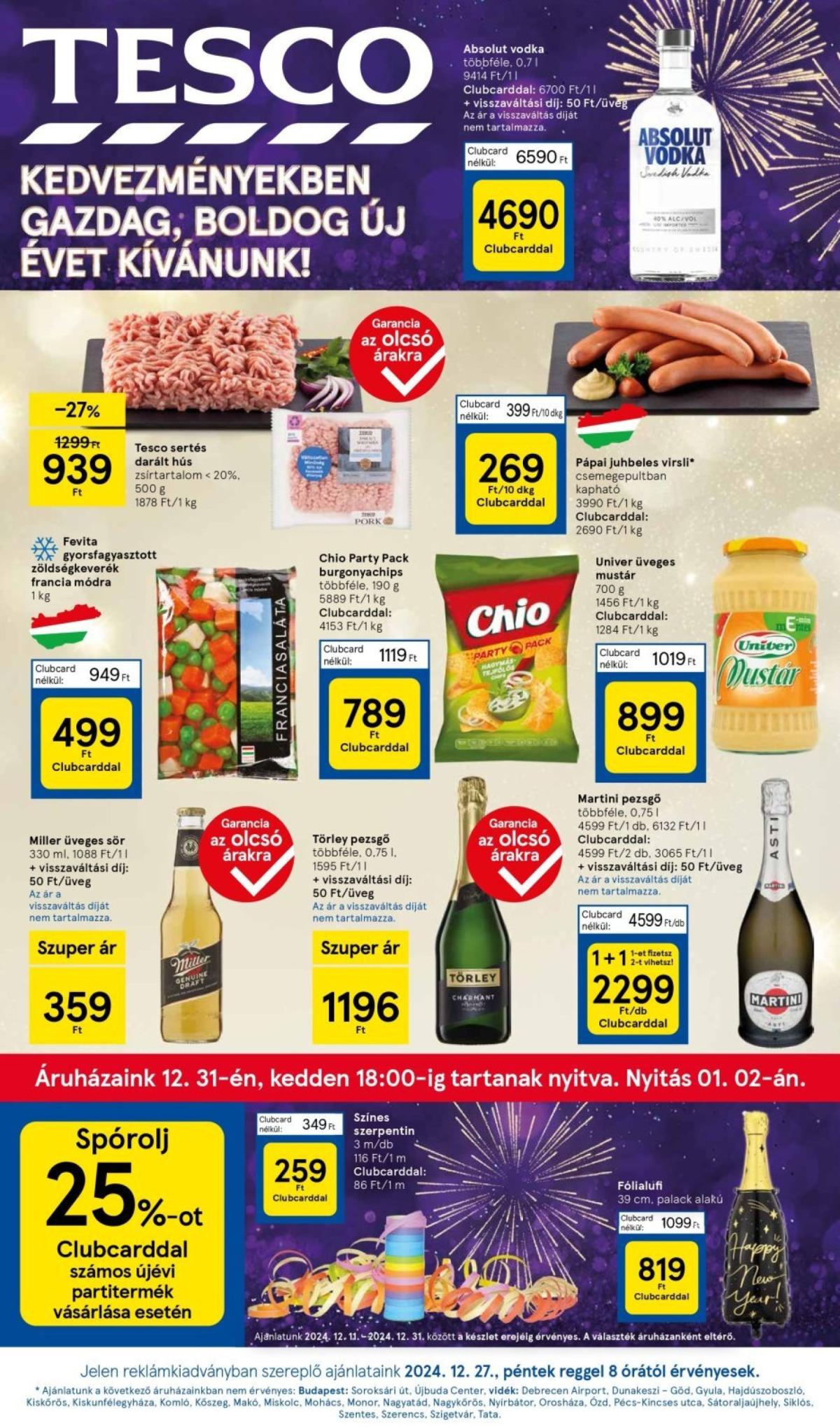 Tesco akciós újság, érvényes 12.27. - 01.01.