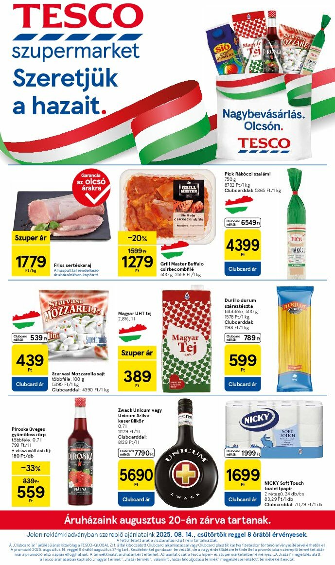 Tesco szupermarket akciós újság, érvényes 08.14. - 08.20.