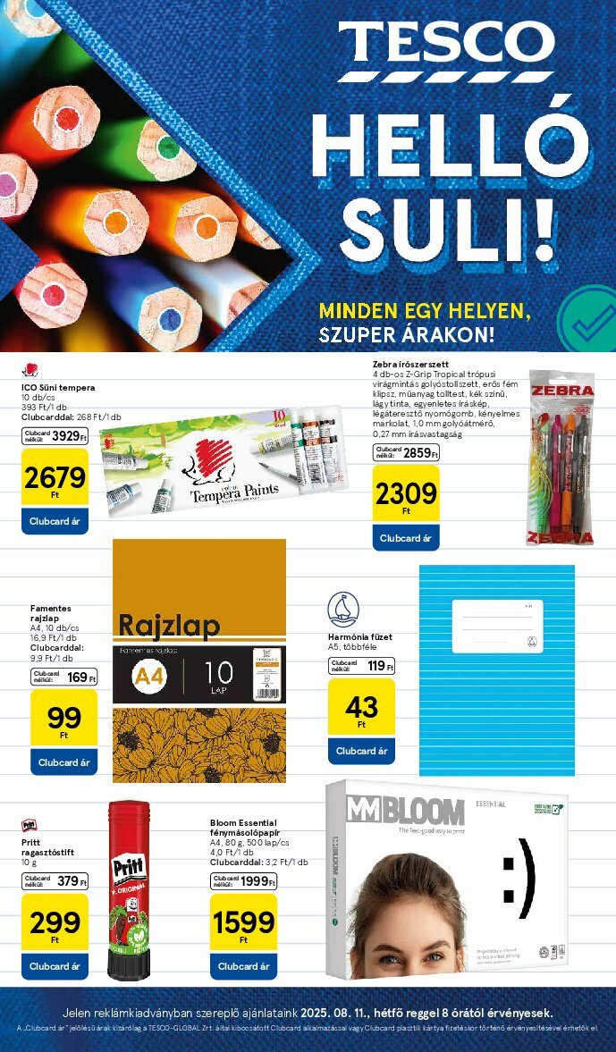 Tesco - Helló Suli! akciós újság, érvényes 08.11. - 08.31.