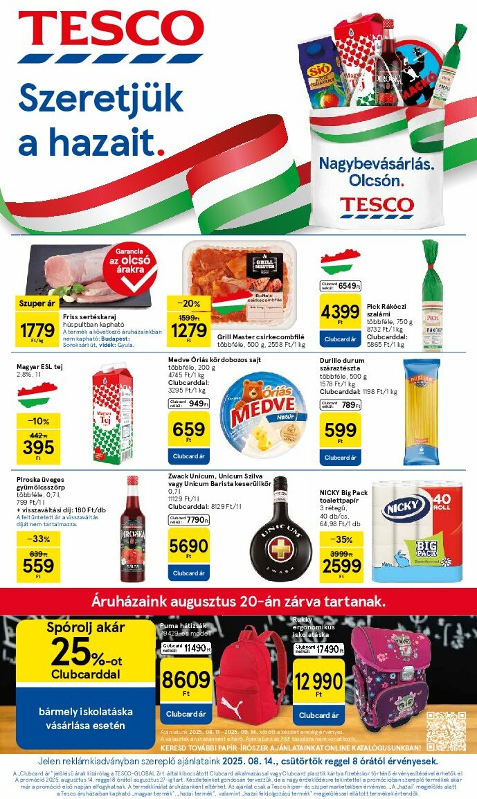 Tesco akciós újság, érvényes 08.14. - 08.20.