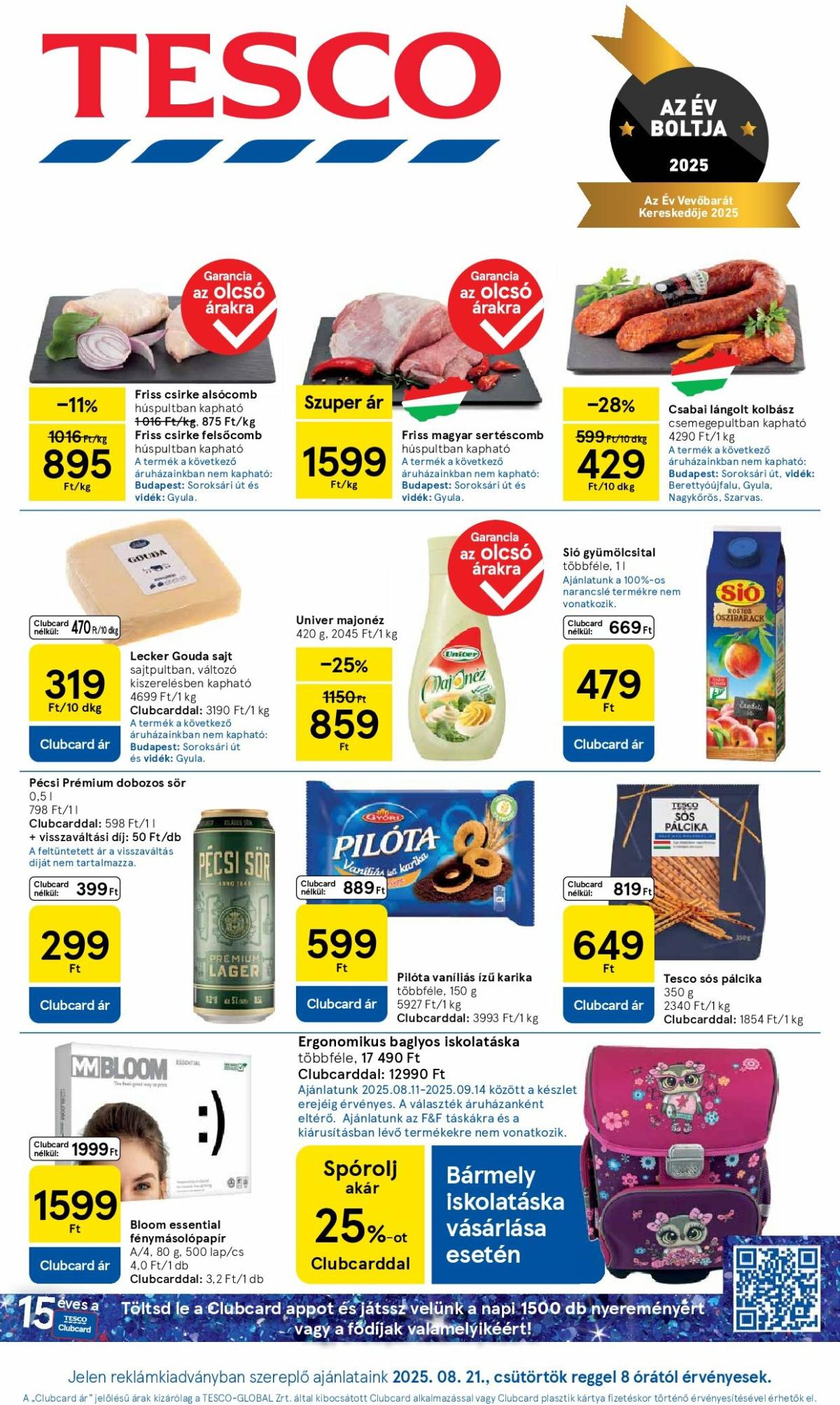 Tesco akciós újság, érvényes 08.21. - 08.27.