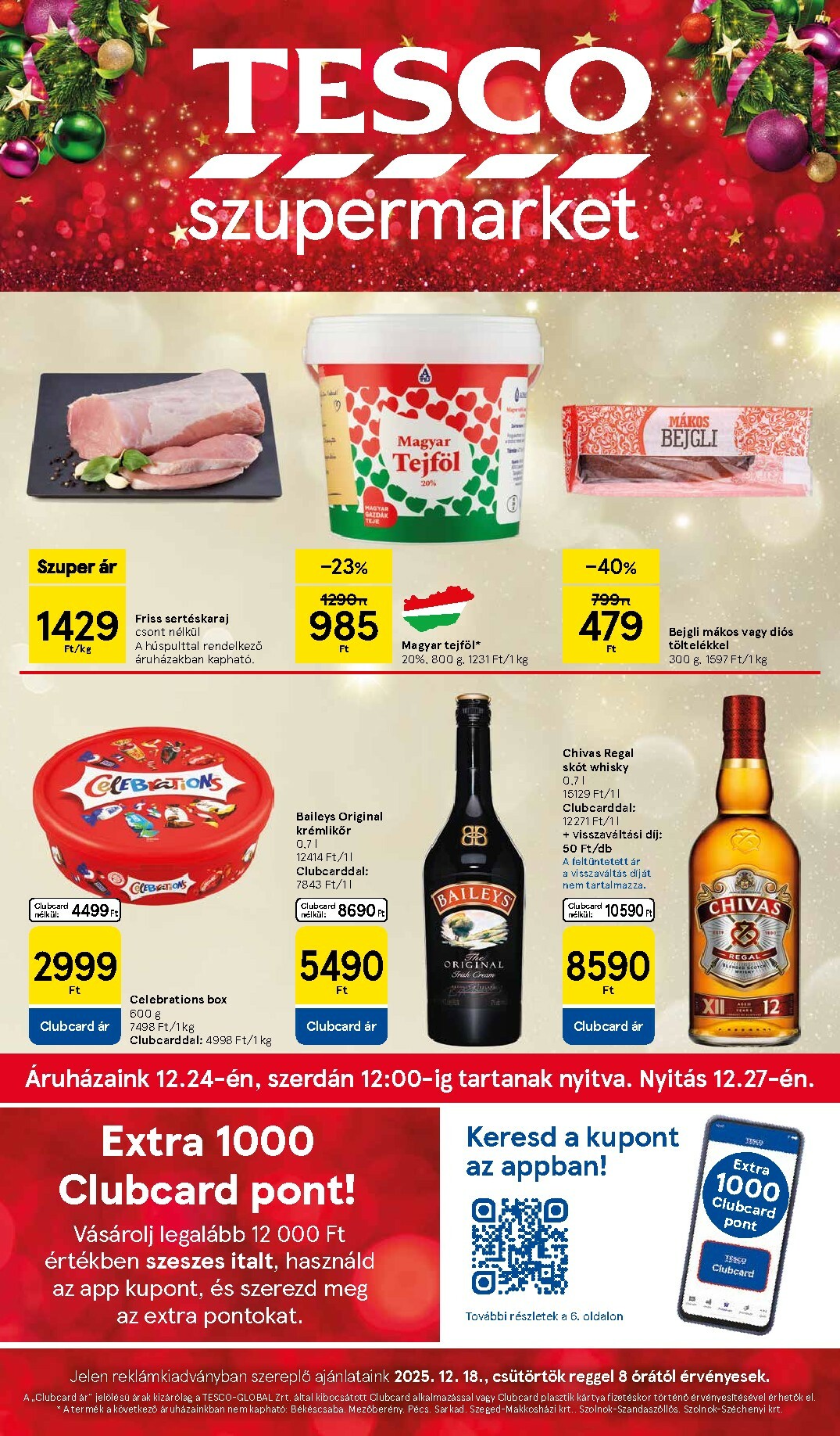 Tesco szupermarket akciós újság, érvényes 12.18. - 12.24.
