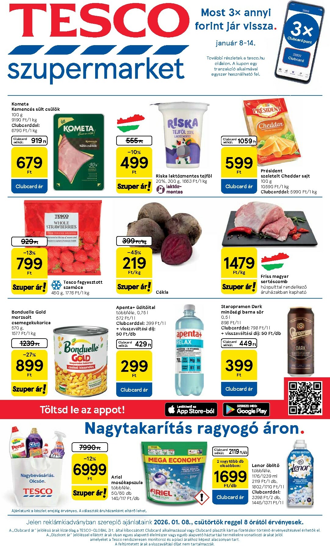 Tesco szupermarket akciós újság, érvényes 01.08. - 01.14.