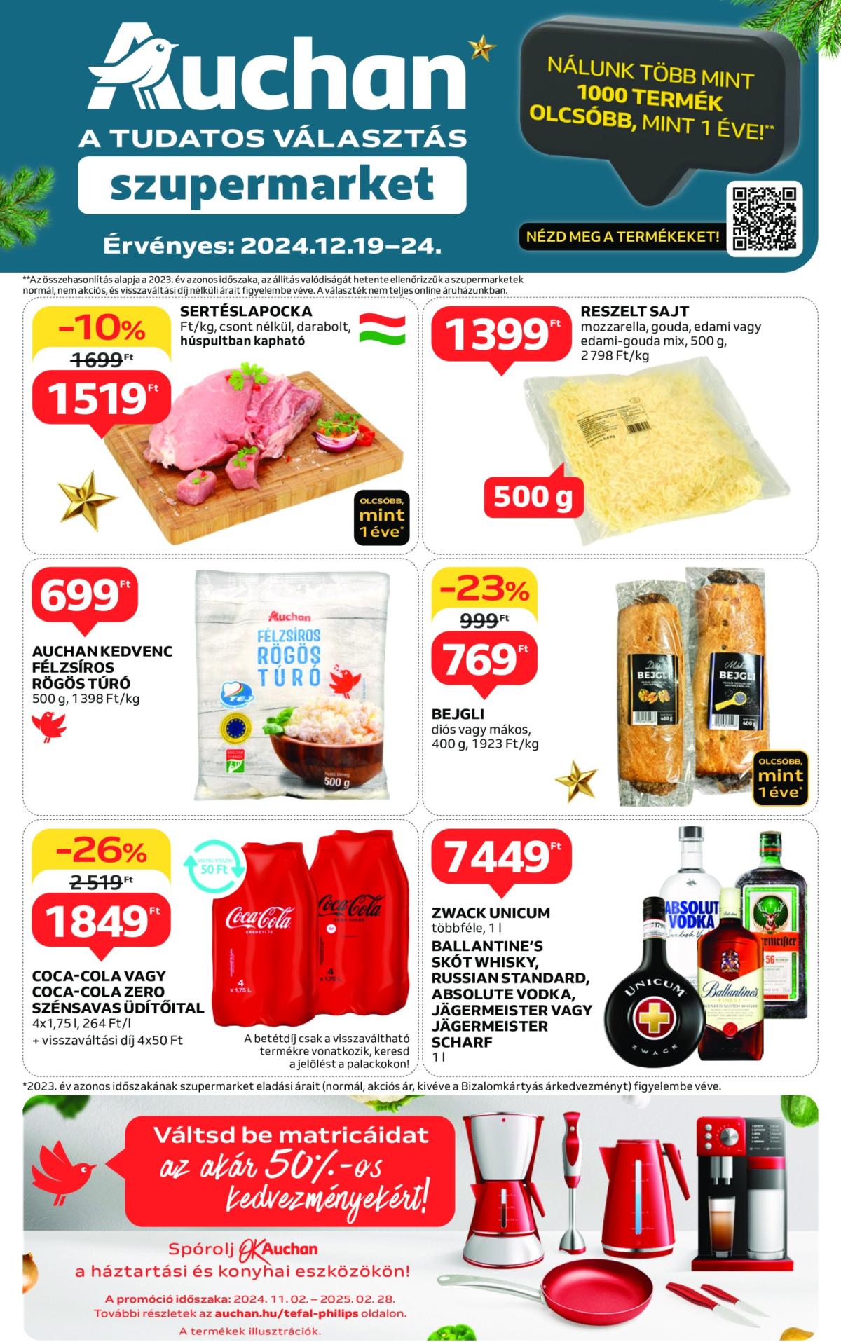 Auchan szupermarket akciós újság, érvényes 12.19. - 12.24.