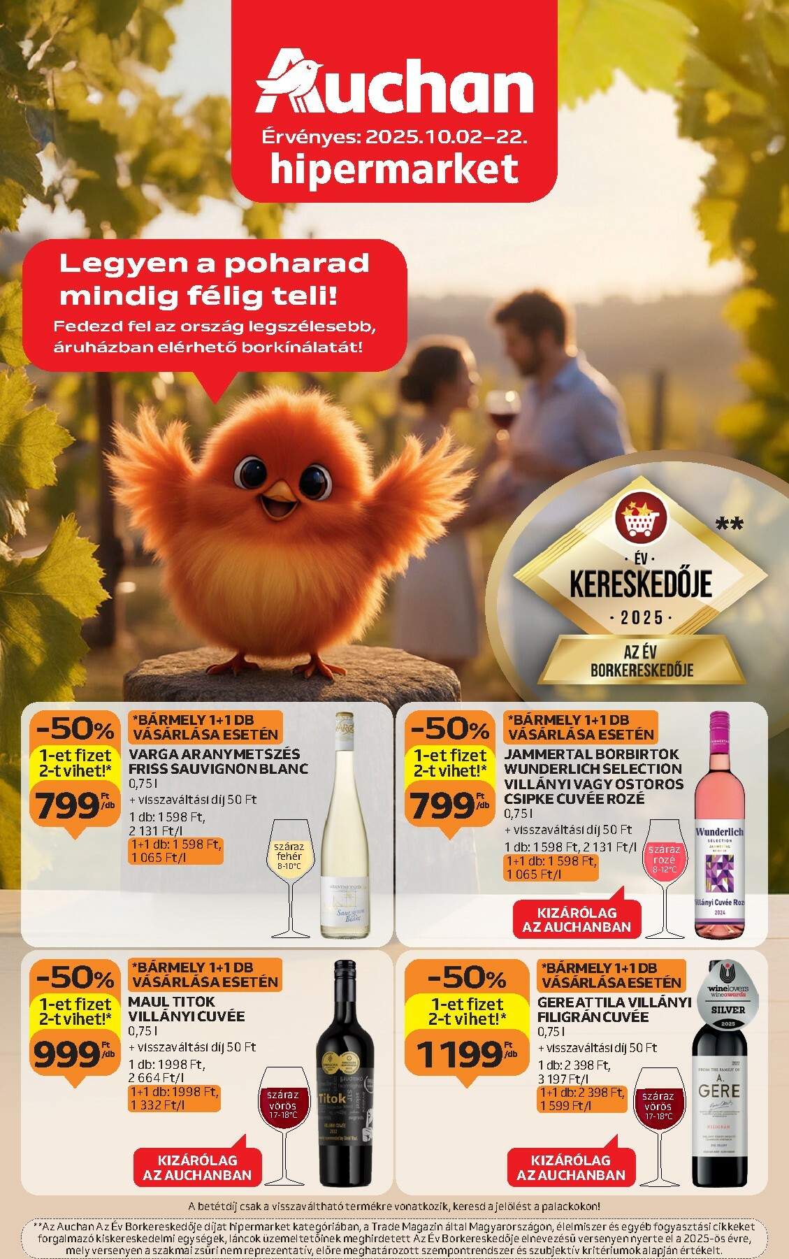 Auchan - Bor ajánlataink akciós újság, érvényes 10.02. - 10.22.
