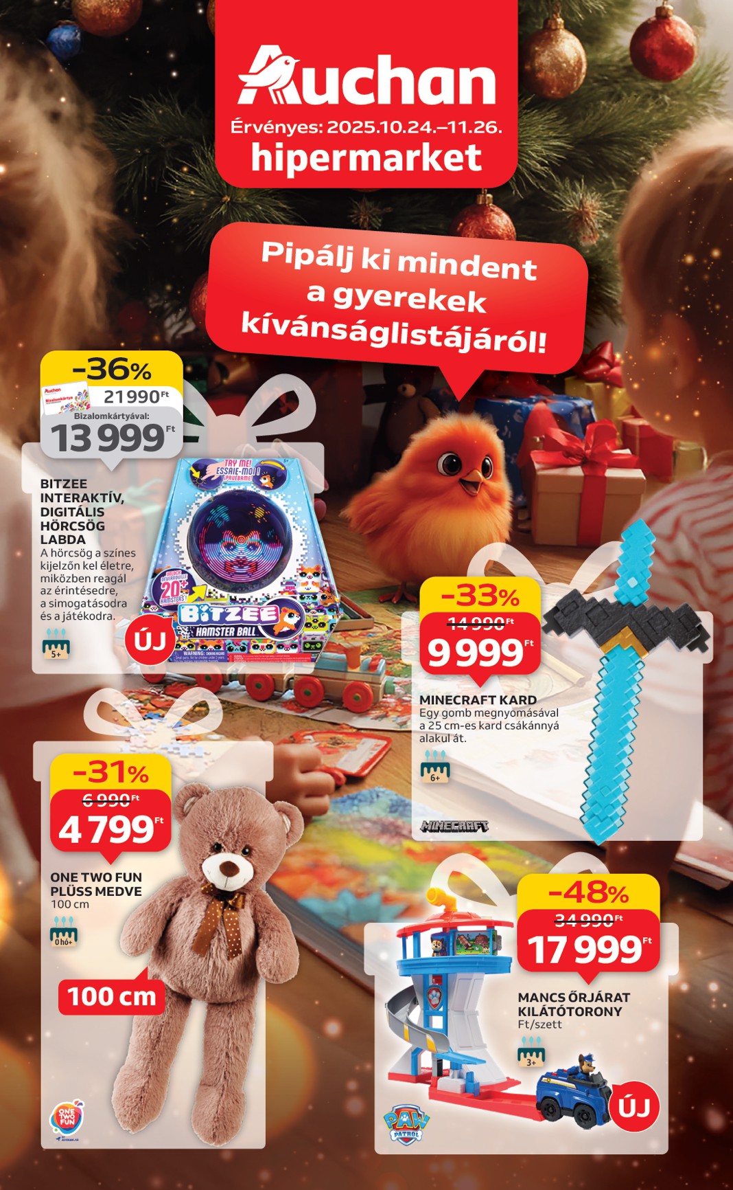 Auchan - Karácsonyi játék - Hipermarket akciós újság, érvényes 10.24. - 11.26.