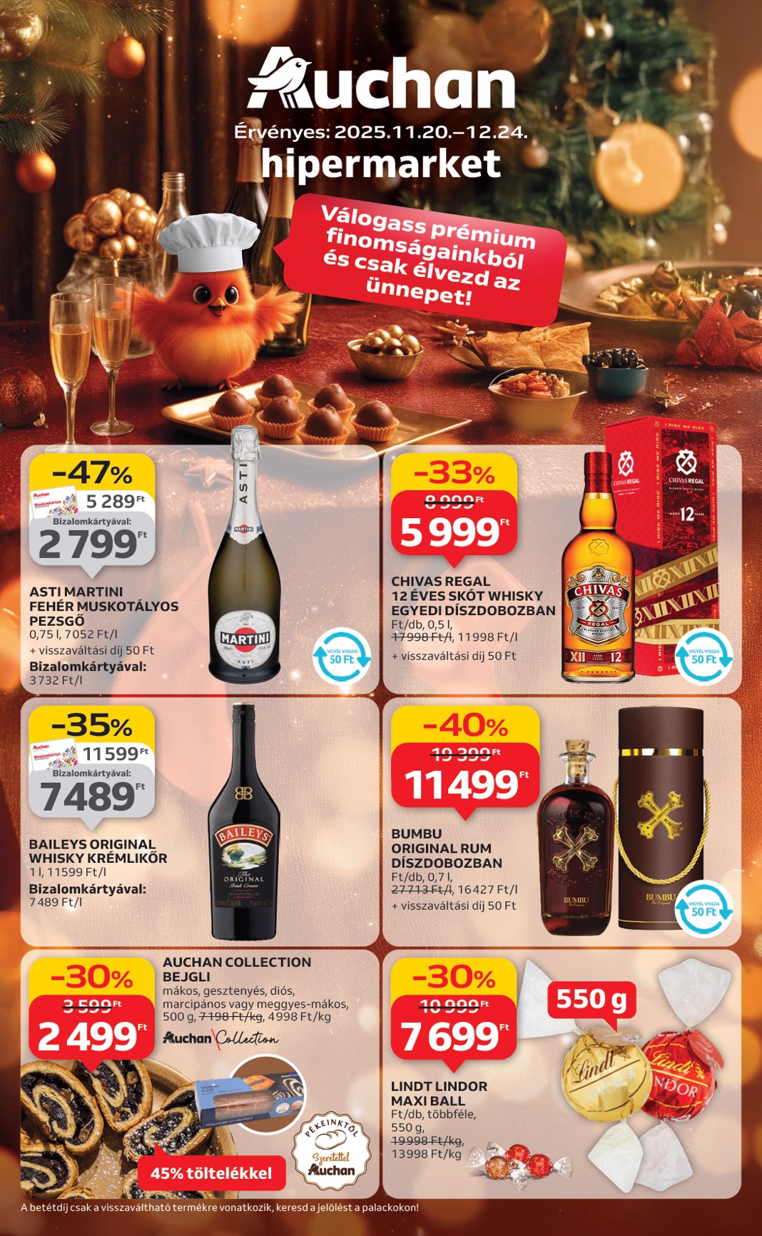 Auchan - Karácsonyi prémium élelmiszer hipermarket ajánlataink - Hipermarket akciós újság, érvényes 11.20. - 12.24.