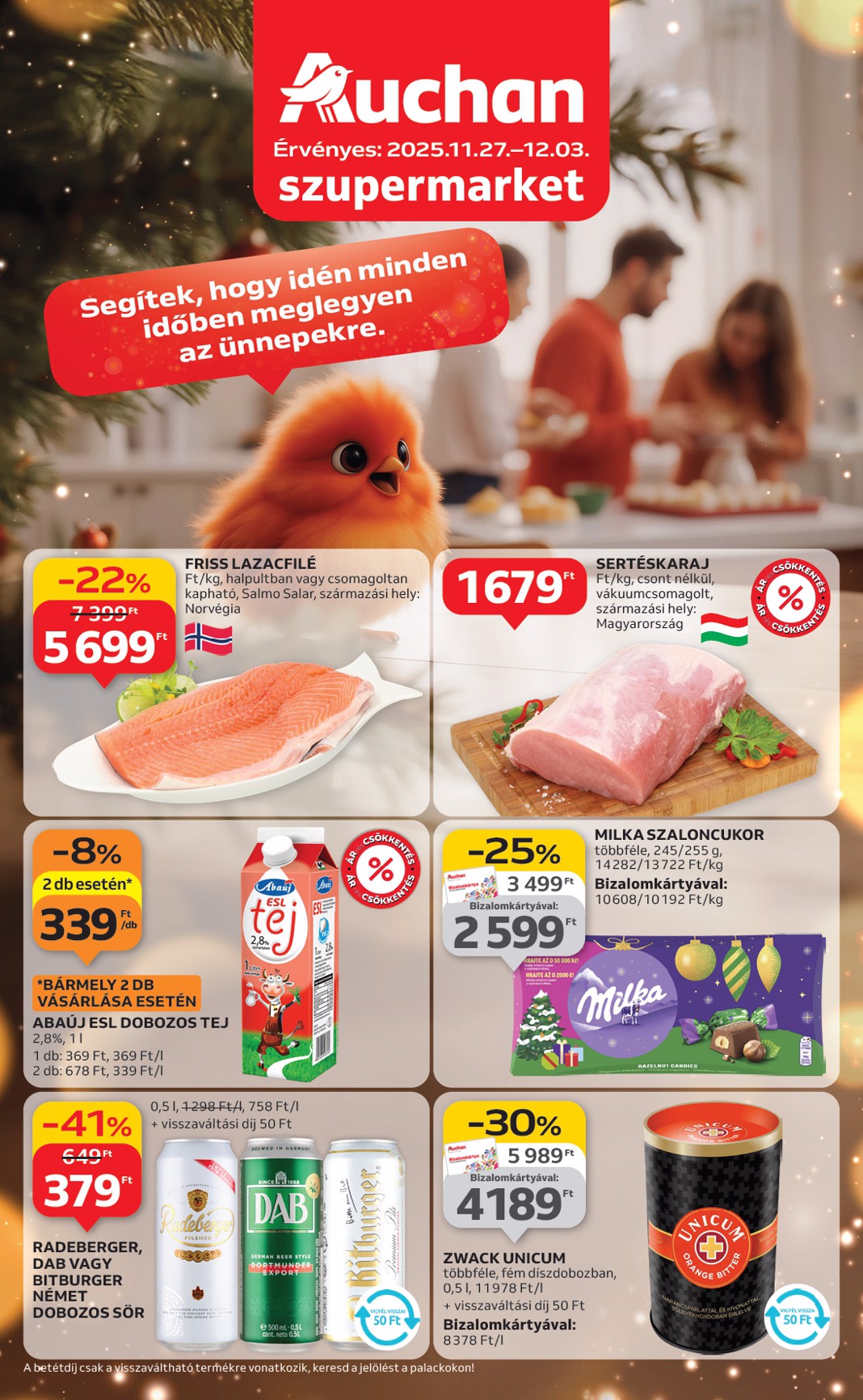 Auchan szupermarket akciós újság, érvényes 11.27. - 12.03.
