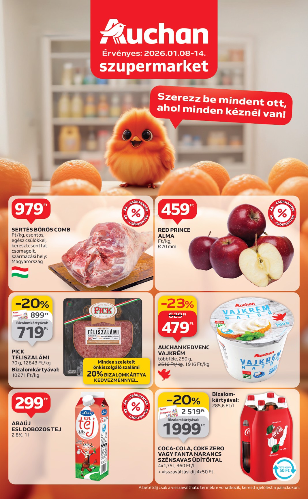 Auchan szupermarket akciós újság, érvényes 01.08. - 01.14.