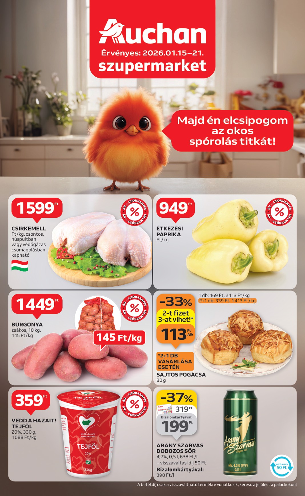Auchan szupermarket akciós újság, érvényes 01.15. - 01.21.