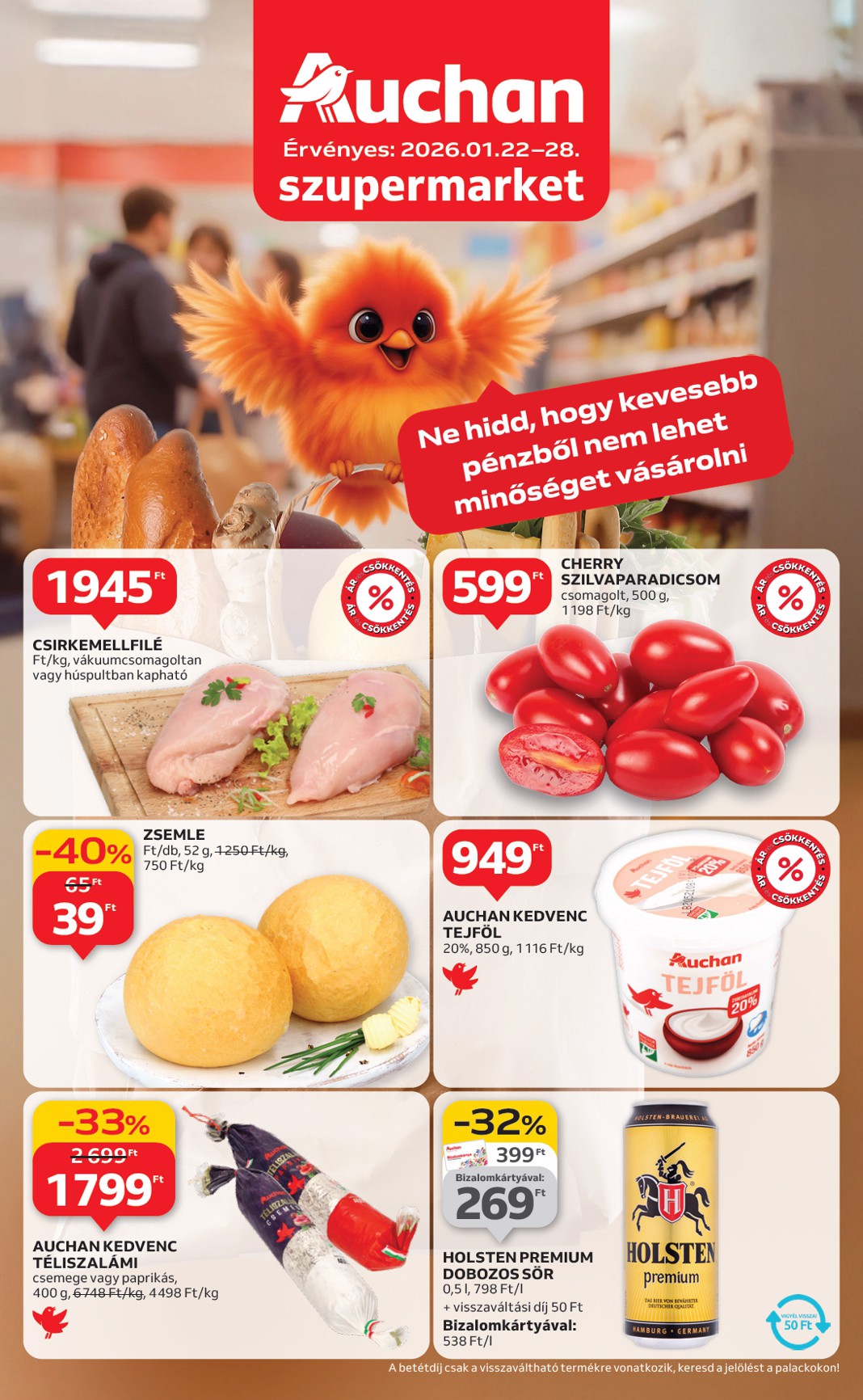 Auchan szupermarket akciós újság, érvényes 01.22. - 01.28.