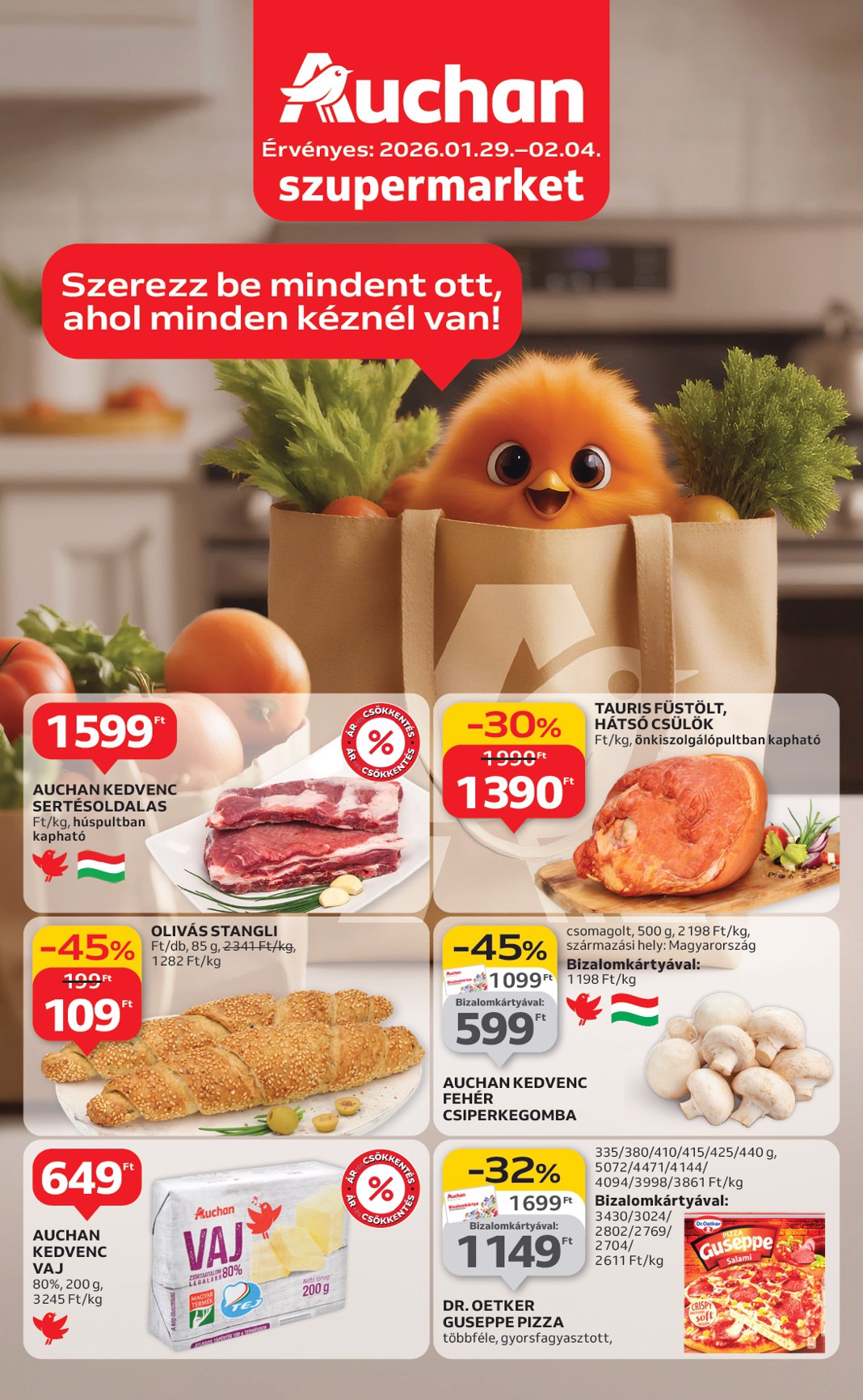 Auchan szupermarket akciós újság, érvényes 01.29. - 02.04.