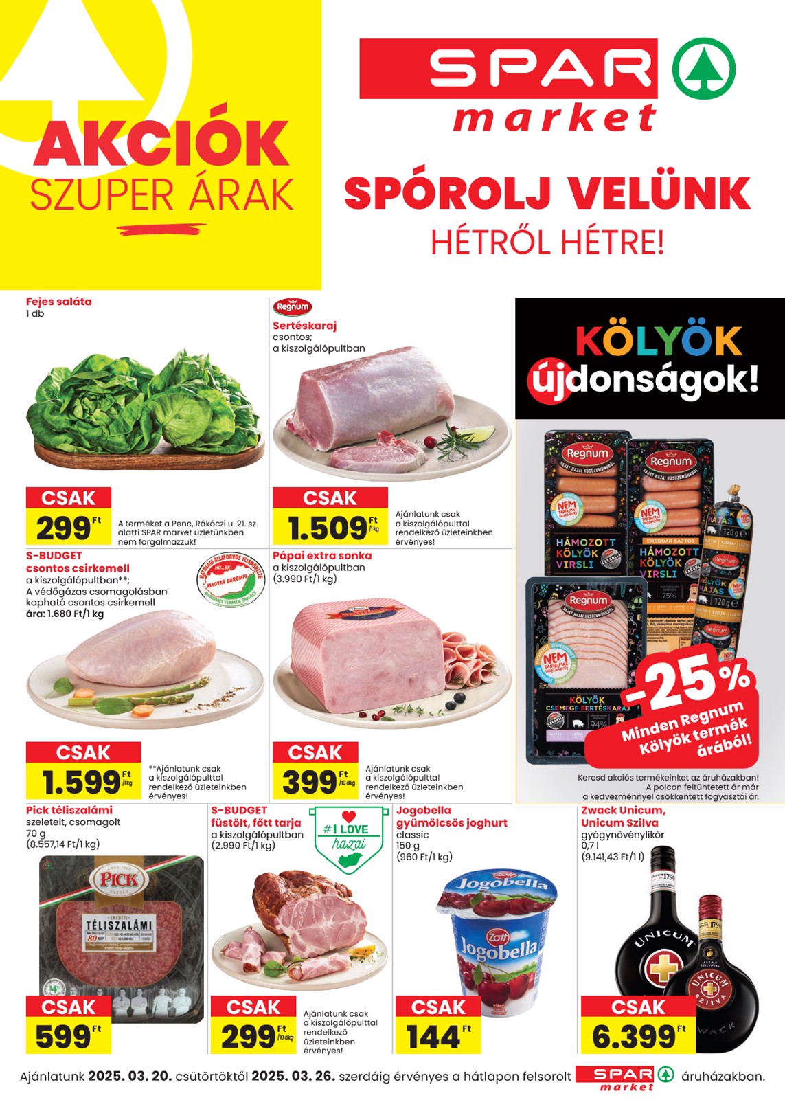 SPAR - Market akciós újság, érvényes 03.20. - 03.26.