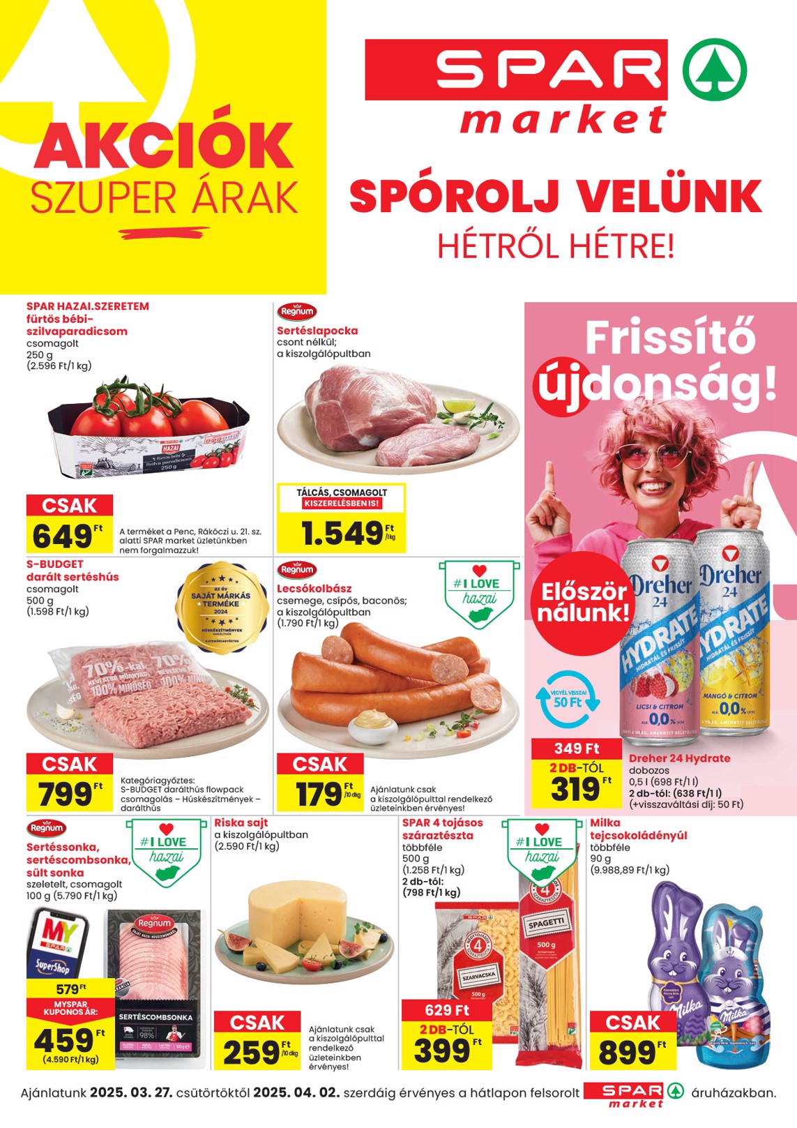 SPAR - Market akciós újság, érvényes 03.27. - 04.02.