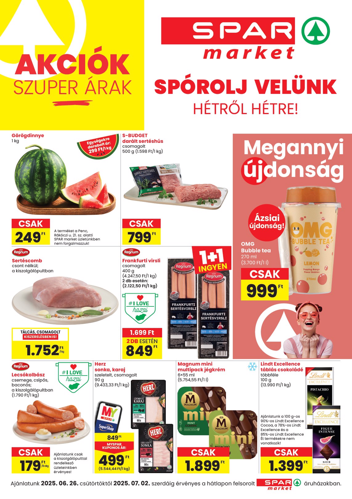 SPAR - Market akciós újság, érvényes 06.26. - 07.02.