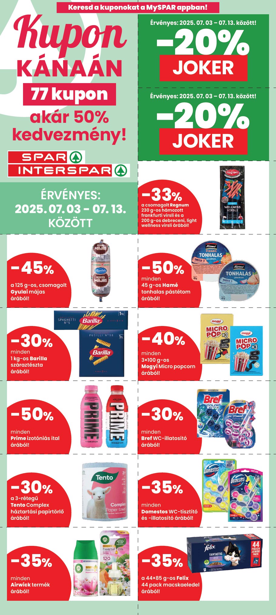 SPAR - Kupon Kánaán kuponfüzet akciós újság, érvényes 07.03. - 07.13.