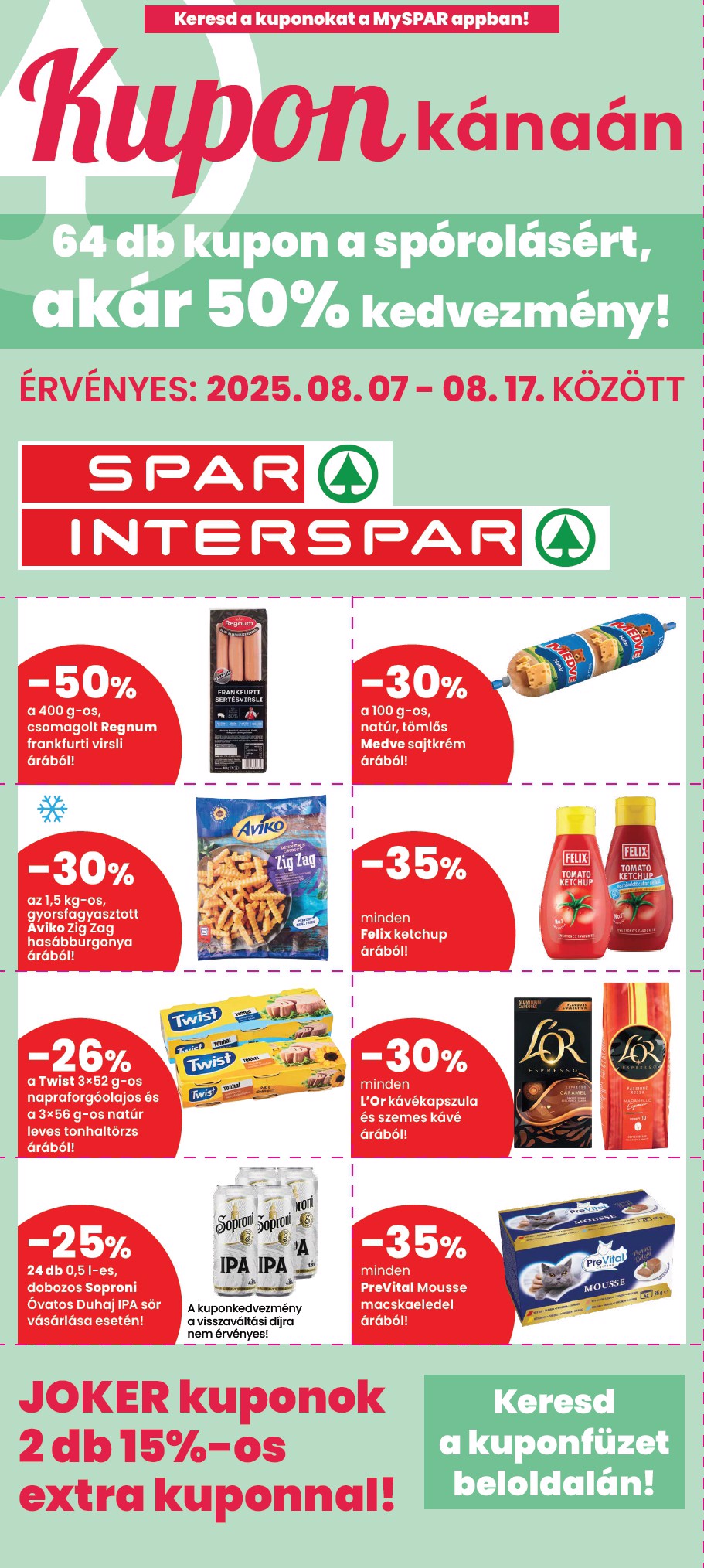SPAR - Kupon Kánaán kuponfüzet akciós újság, érvényes 08.07. - 08.17.