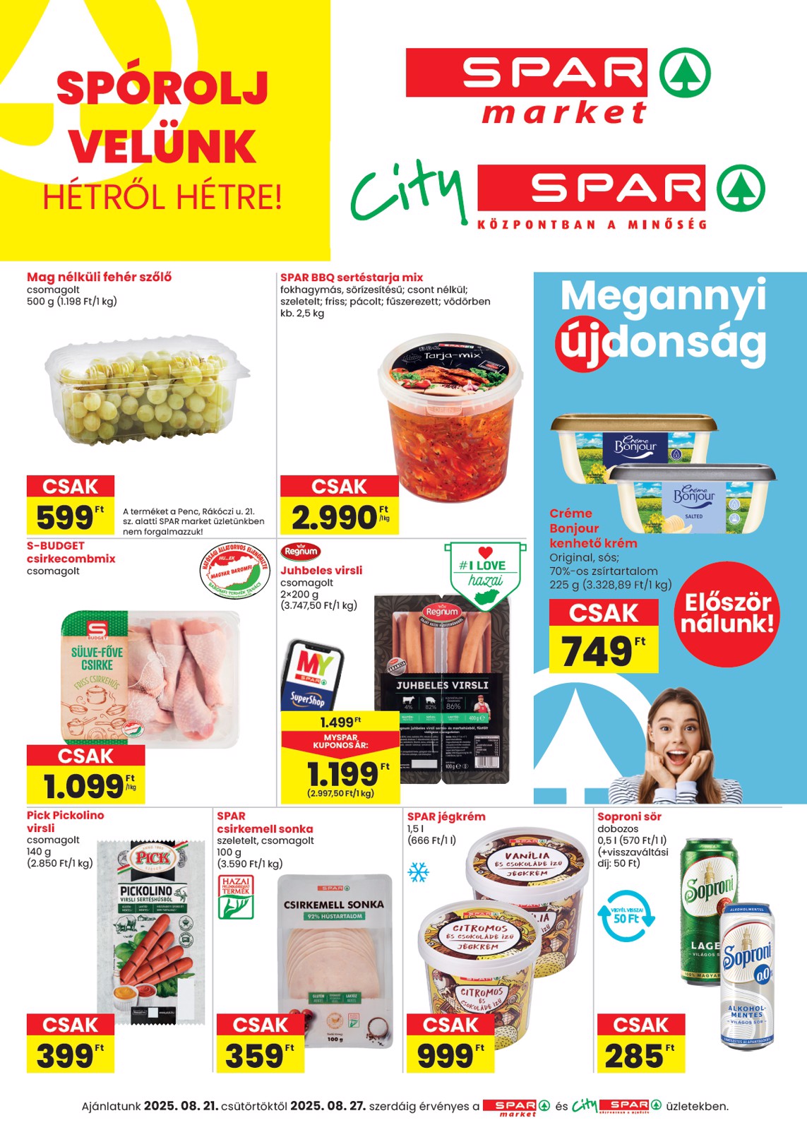SPAR - Market, City akciós újság, érvényes 08.21. - 08.27.